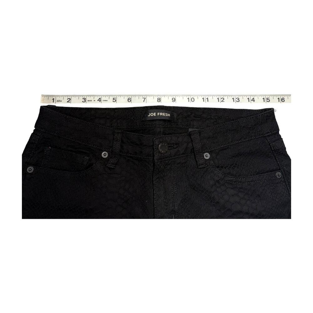 Joe Fresh Black Snake Embossed Low Rise Slim Jeans Size 4 - Picture 7 of 8